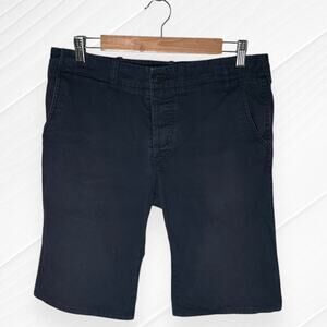 PAUL SMITH Chino Shorts Flat Front Button Fly Navy Blue Mid Rise Stretch Slim 30